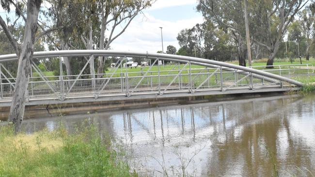 The Condamine River in Warwick after more than 50mm rainfall in only a few hours on Friday morning.