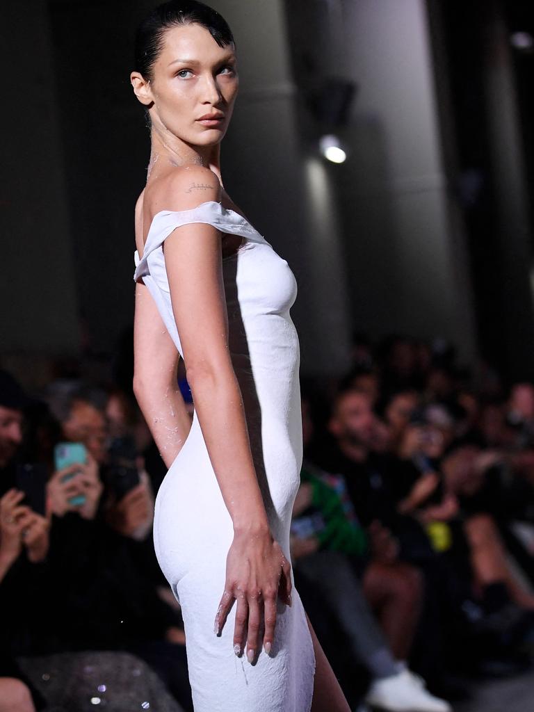 Bella Hadid’s spray-on Coperni dress at Paris Fashion Week | news.com ...