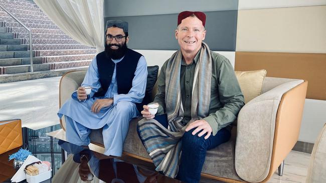 Australian Timothy Weeks with Anas Haqqani in Doha.