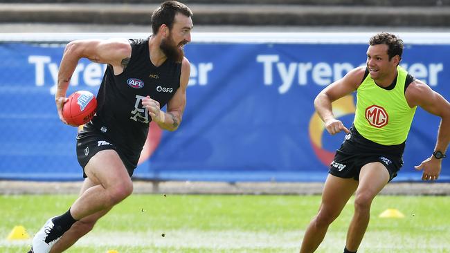 Charlie Dixon and Steven Marshall prepare for Friday’s preliminary final. Picture: Getty Images