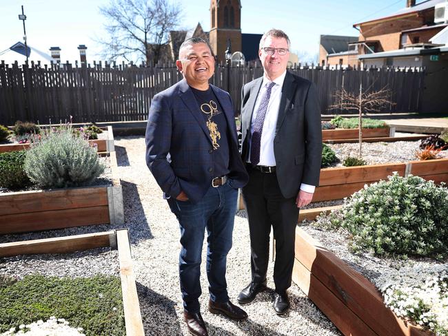 Roy Ah-See and Jim Beyer, Managing Director and Chief Executive Officer, Regis Resources at The Daily Telegraph’s Bush Summit. Picture: Rohan Kelly