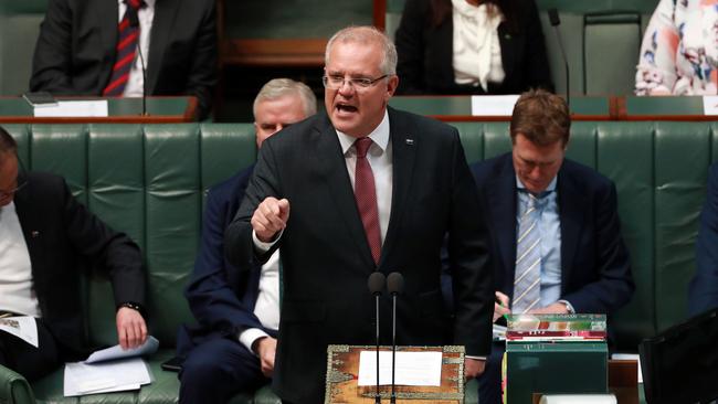 Prime Minister Scott Morrison during Question Time today. Picture: Gary Ramage