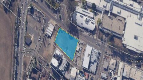 A 46-storey mixed-use tower could be built across the road from Westfield and the Penrith Council Chambers. Picture: Supplied