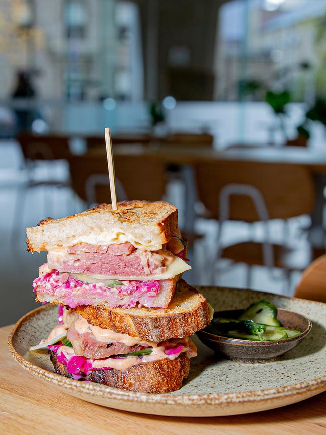 The Reuben sandwich made with freshly baked bread at Lobby in the Lands building. Picture: Linda Higginson