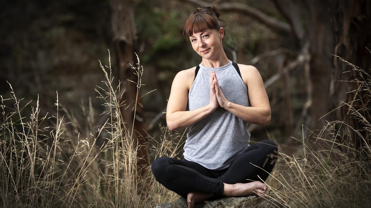 Helen Page who is running a free outdoor yoga class on Saturday at Taroona. Picture Chris Kidd