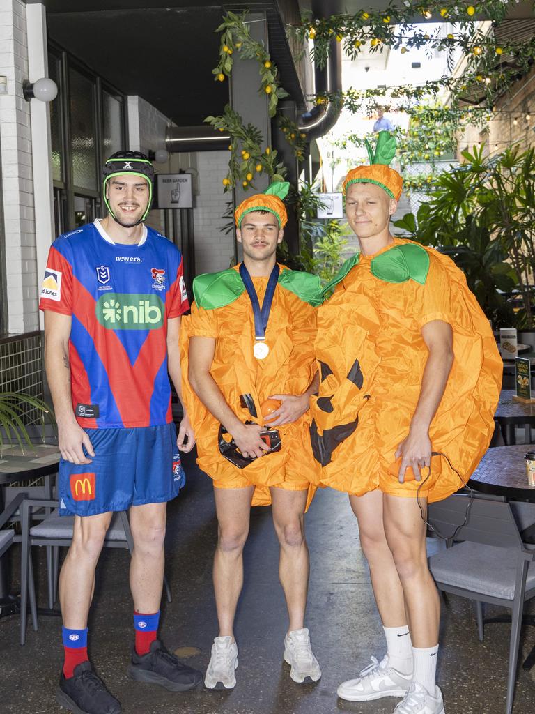 Brisbane Lions players at the Brisbane hotel on Monday. Picture: Richard Walker