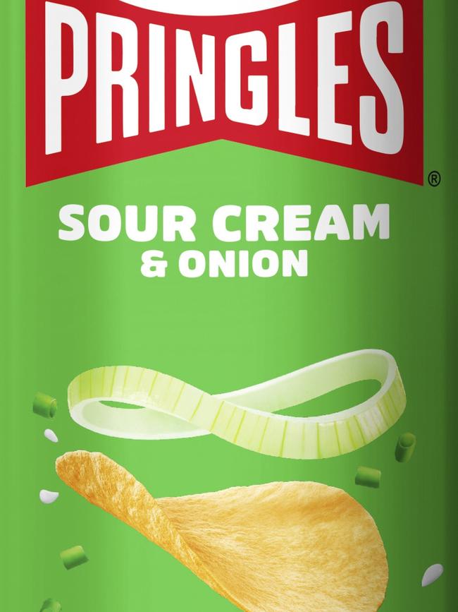 Pringles sour cream and onion flavour chips.