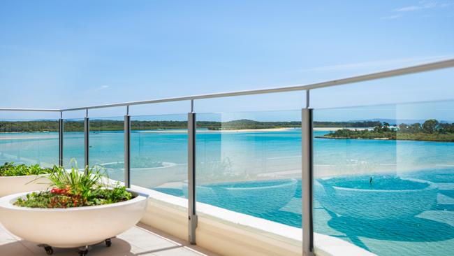 The spectacular view from the two-bedroom unit at 24/8 Quamby Place, Noosa Heads.