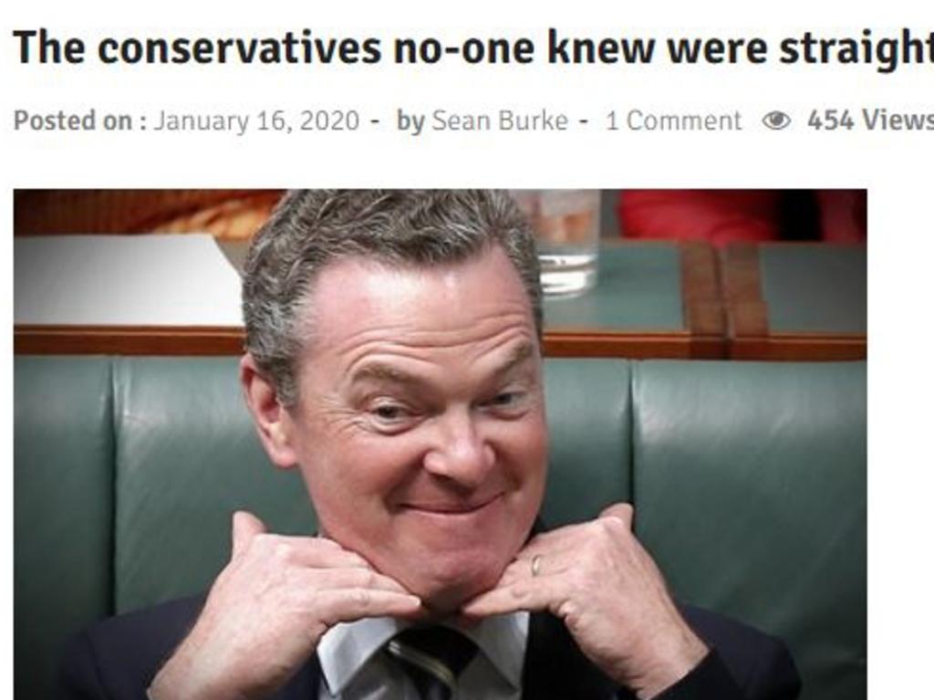 Screen grabs of Politicom web site - The Conservatives no-one knew were straight.