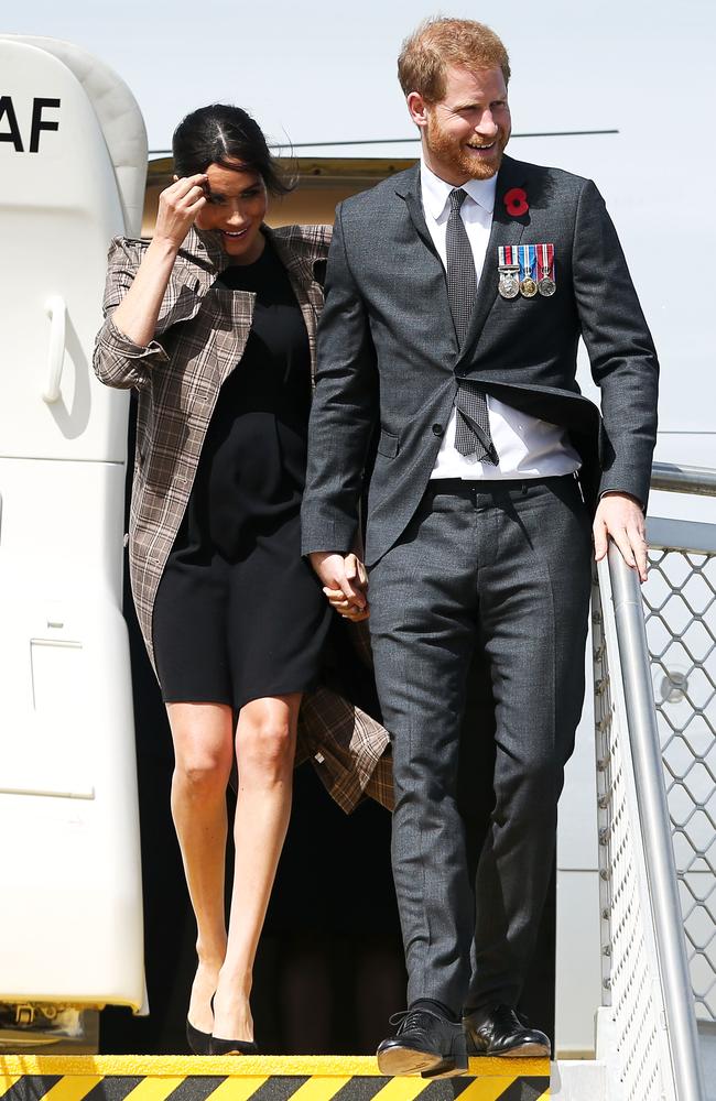 The Duke and Duchess of Sussex touch down in Wellington, New Zealand. Picture: Hagen Hopkins