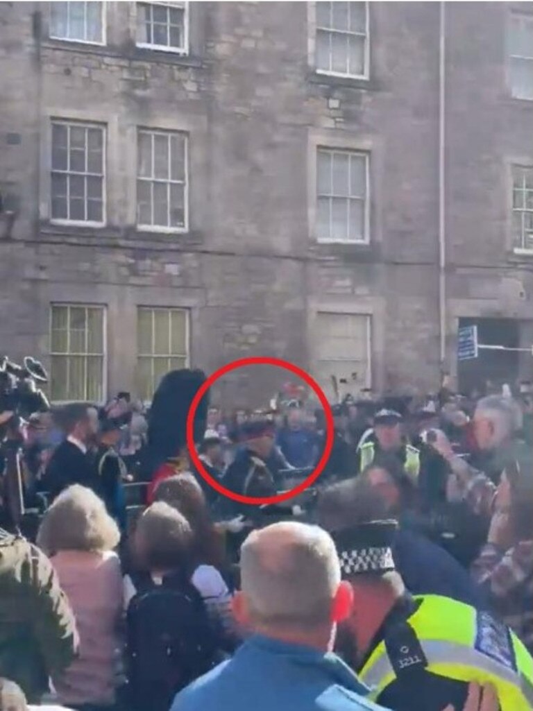 A man was tackled the ground who was just metres away from the King and the royal party. Picture: Christopher Marshall/Holyrood Daily/Twitter