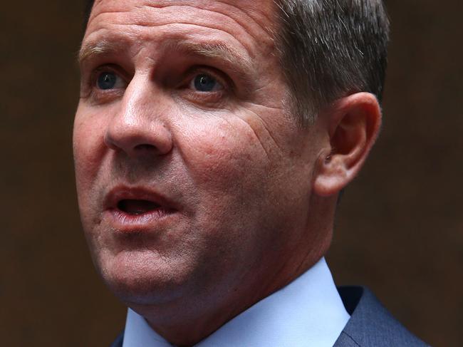 01/02/2016. NSW Premier Mike Baird and Treasurer Gladys Berejiklian hold a doorstop outside New South Wales Government offices in Sydney, to discuss tax reform. Britta Campion / The Australian.