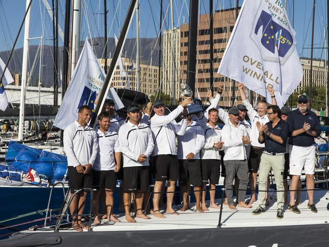 The Rolex Sydney to Hobart yacht race finish in Hobart, Australia in 2019. Picture: Andrea Francolini