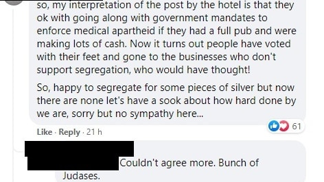 Social media commenters have been harshly critical of businesses which have enforced the State’s rules, calling for boycotts.