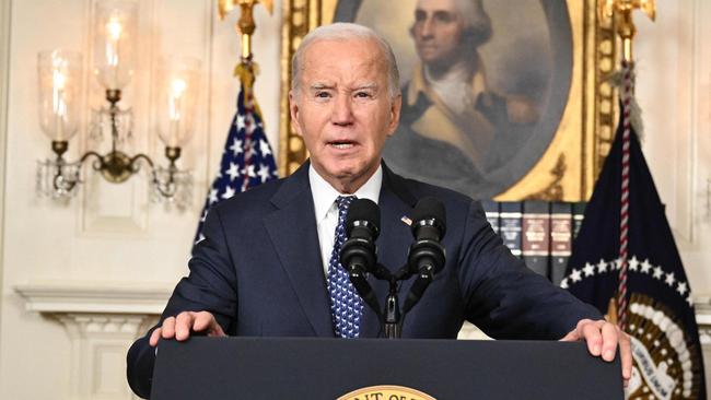 US President Joe Biden speaks about the Special Counsel report in the Diplomatic Reception Room of the White House. Picture: AFP.