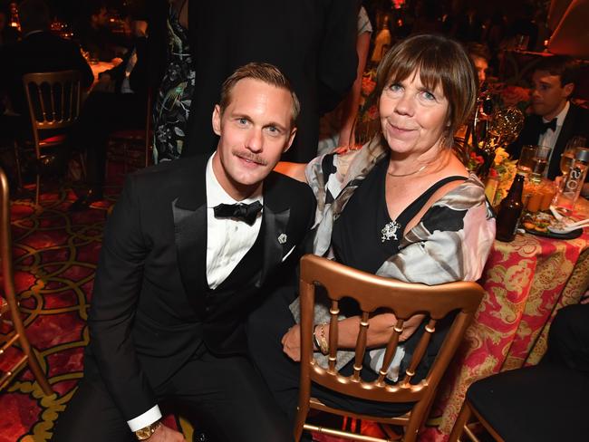 Alexander Skarsgard and his mum My Skarsgard attend the HBO’s Official 2017 Emmy After Party at The Plaza at the Pacific Design Center on September 17, 2017 in Los Angeles, California. Picture: Jeff Kravitz/FilmMagic