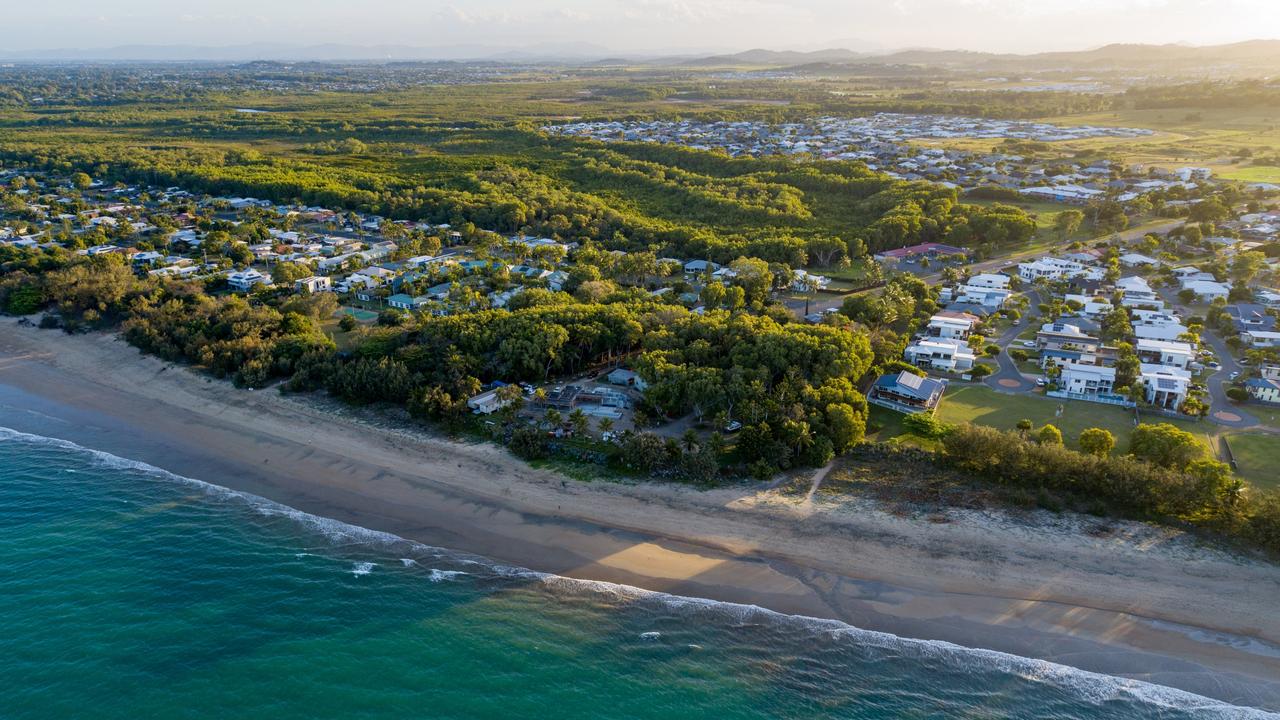 A bird’s eye view of where a stabbing took place on Blacks Beach. Picture: Daryl Wright