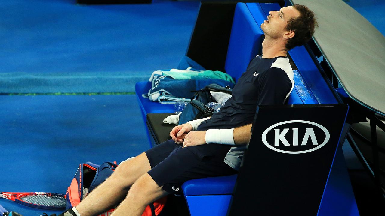 Andy Murray after his four hour and ten minute loss to Roberto Bautista Agut in 2019 Picture: Mark Stewart