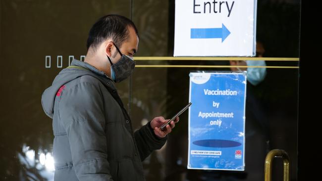 The vaccination hub at Brighton le Sands in Sydney. Qantas frontline workers have until November 15 to get vaccinated. Picture: NCA Newswire/Gaye Gerard