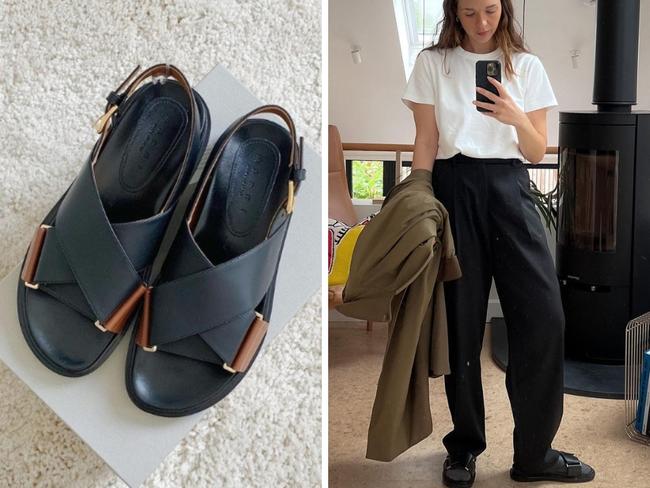 Marni Fussbett Leather Sandals. Picture: Instagram/@annestenhoej, @ayesha_pearce.