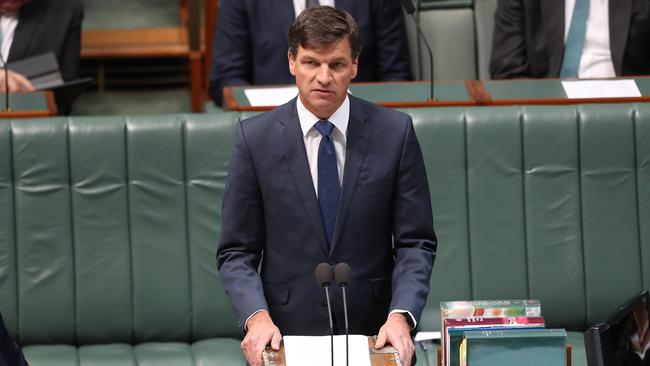 Energy Minister Angus Taylor making a statement in the House of Representatives at Parliament House in Canberra. Picture Kym Smith