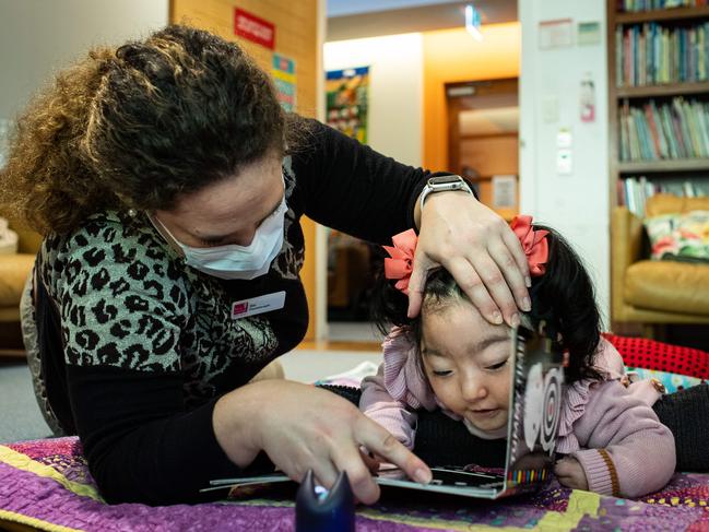 Physiotherapist Zoe Cotton working with Jessica. Picture: Julian Andrews