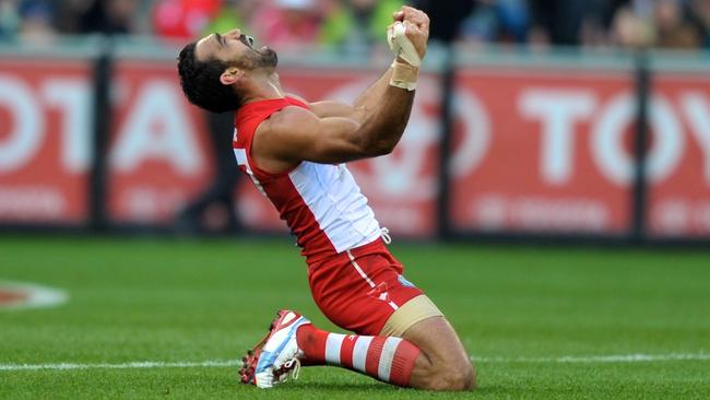 Adam Goodes inspired Eddie Betts to continue his fight against racism. Picture: Wayne Taylor