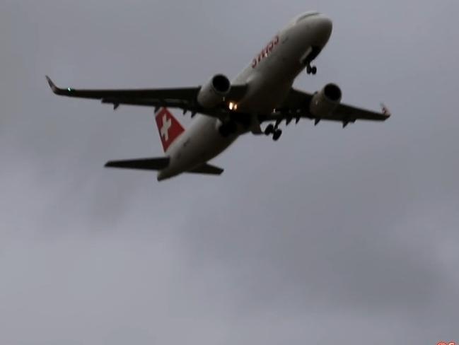 The Swiss Air plane had a lucky escape thanks to the pilot. Picture: Michael Splinter via Storyful