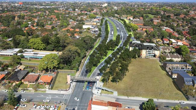 Artist impression of the M4 East at Parramatta Road at Haberfield entry.