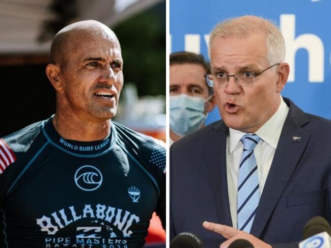 Kelly Slater has slammed Scott Morrison for his handling of the floods.