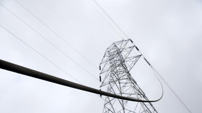 A power line droops from a pylon. Picture: Richard Dobson