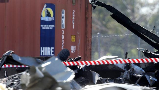 Wreckage at the site of the crash. Picture: Mark Wilson