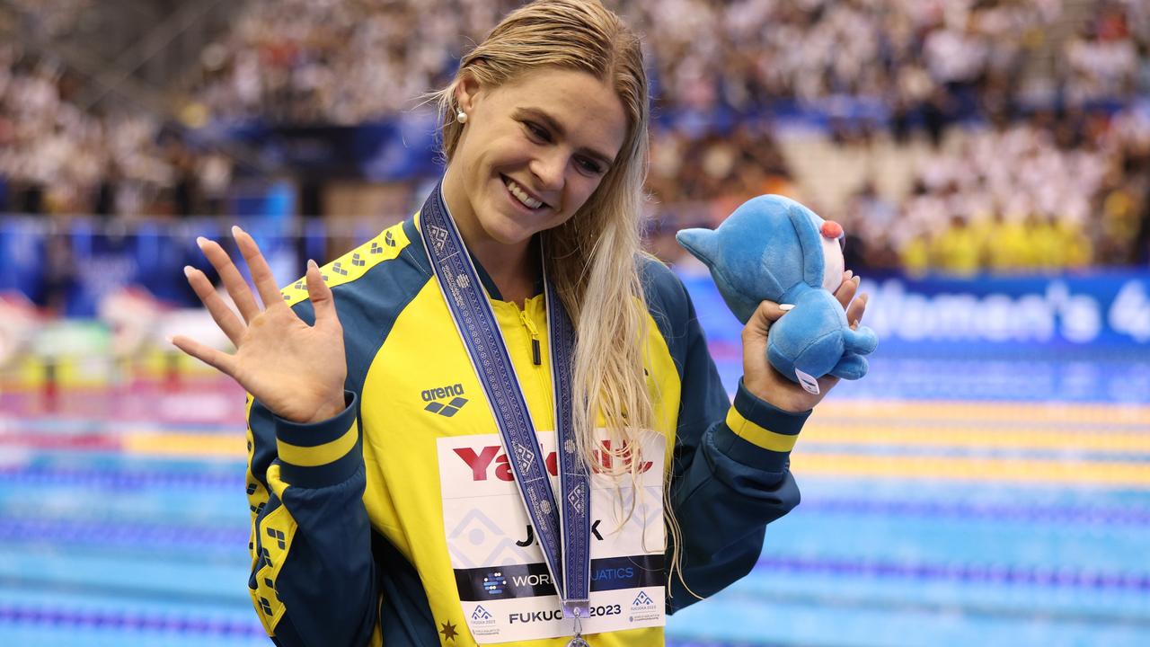 Silver medallist Shayna Jack of Team Australia poses on the podium