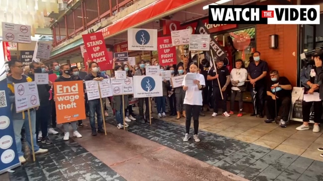 Rally against wage theft at Chinatown Adelaide