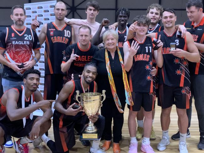 Eagles celebrate beating Tracy Village Jets in the 2020 DBA Final Picture Nathaniel Chambers