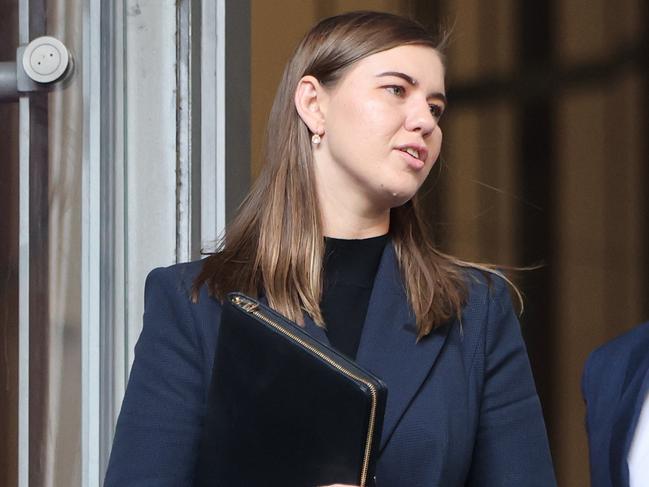 SYDNEY, AUSTRALIA - NewsWire Photos APRIL 30, 2021: Brittany Higgins pictured (left) leaving the Commonwealth Parliamentary Offices, 1 Bligh Street, Sydney.Picture: NCA NewsWire / Damian Shaw