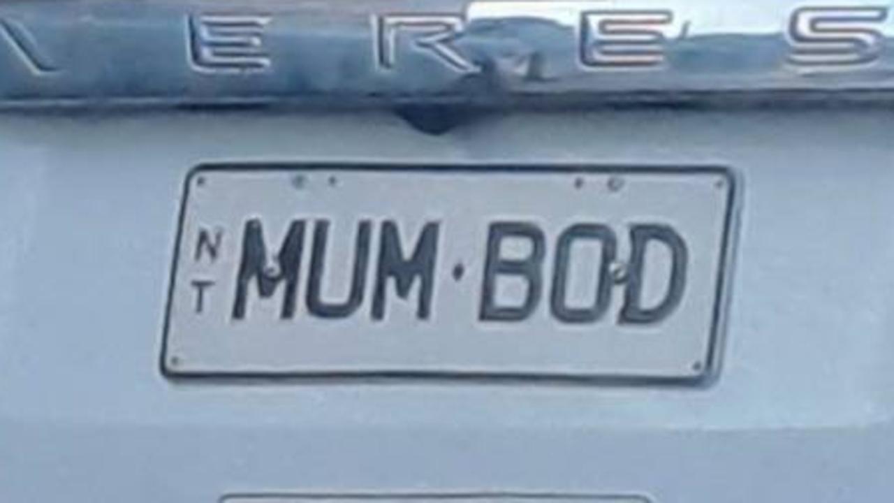 NT funny number plate, MUM BOD. Picture: Facebook / Jessica Harpur