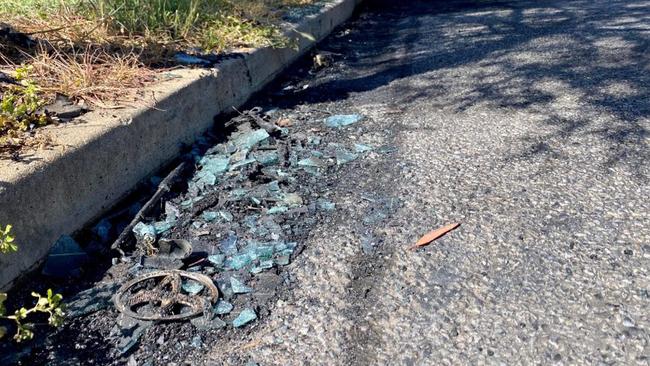 Debris from the Toyota Echo at the scene. Picture: Gabriel Polychronis