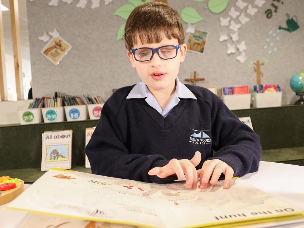 Declan enjoys reading books in braille – but his favourite pastime is playing music on the drums or the piano. Picture: supplied