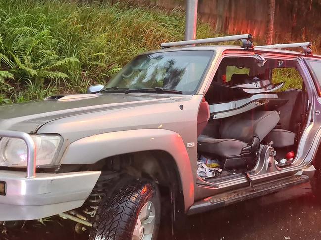 SES crews worked to free a driver following a crash in heavy rain on the Pacific Highway near Bonville on Sunday, March 14.