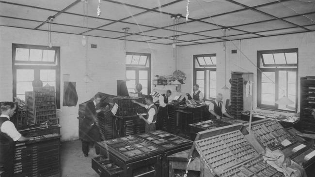 The compositors' room at the Manly Daily in 1926. Courtesy Ken Little