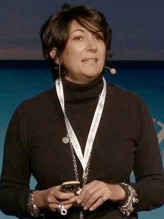 Ghislaine Maxwell speaking at an ocean preservation conference in 2014.