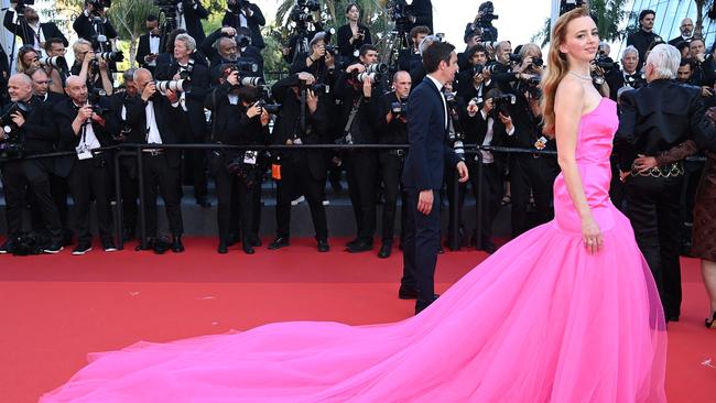 Bassett stunned with her statement pink gown on the Cannes red carpet. Picture: Pascal Le Segretain/Getty Images