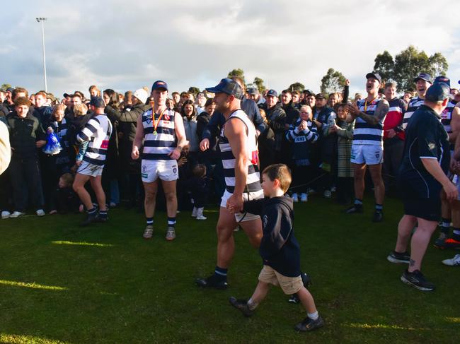 West Gippsland league grand final match 2024 — Phillip Island Bulldogs V Nar Nar Goon "The Goon" Football Club at Garfield Recreation Reserve on September 14, 2024: Nar Nar Goon Football Club: WINNERS. Picture: Jack Colantuono