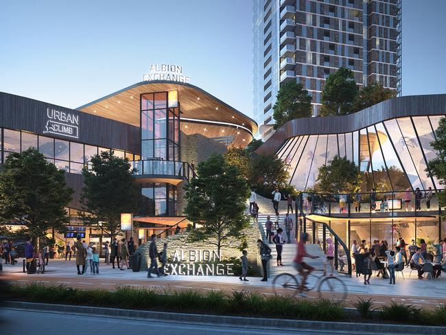 An artist's impression of Geon Property's Albion Exchange which set to bring the rail station precinct alive. Picture: Supplied