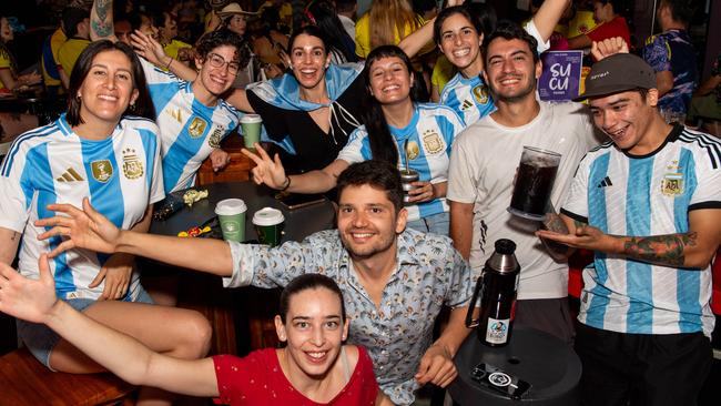 A group of courageous Argentinian supporters made their voices heard among the sea of Colombian fans. Picture: Pema Tamang Pakhrin.