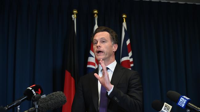 NSW Labor leader Chris Minnsholds a press conference at Parliament House. Picture:Jeremy Piper