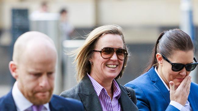 Victoria Police Sergeant Rebecca MacLeod arrives at the Melbourne Magistrates Court to answer charges of intentional sexual touching without consent and unlawful assault. Picture NCA NewsWire / Aaron Francis