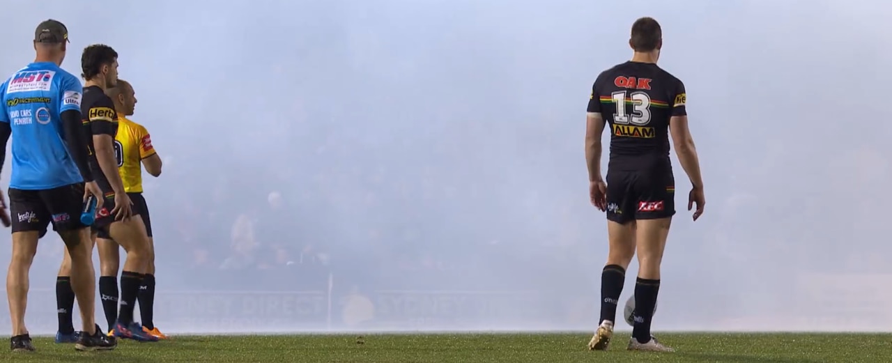 The NRL has cracked down on fireworks at games due to smoke issues.