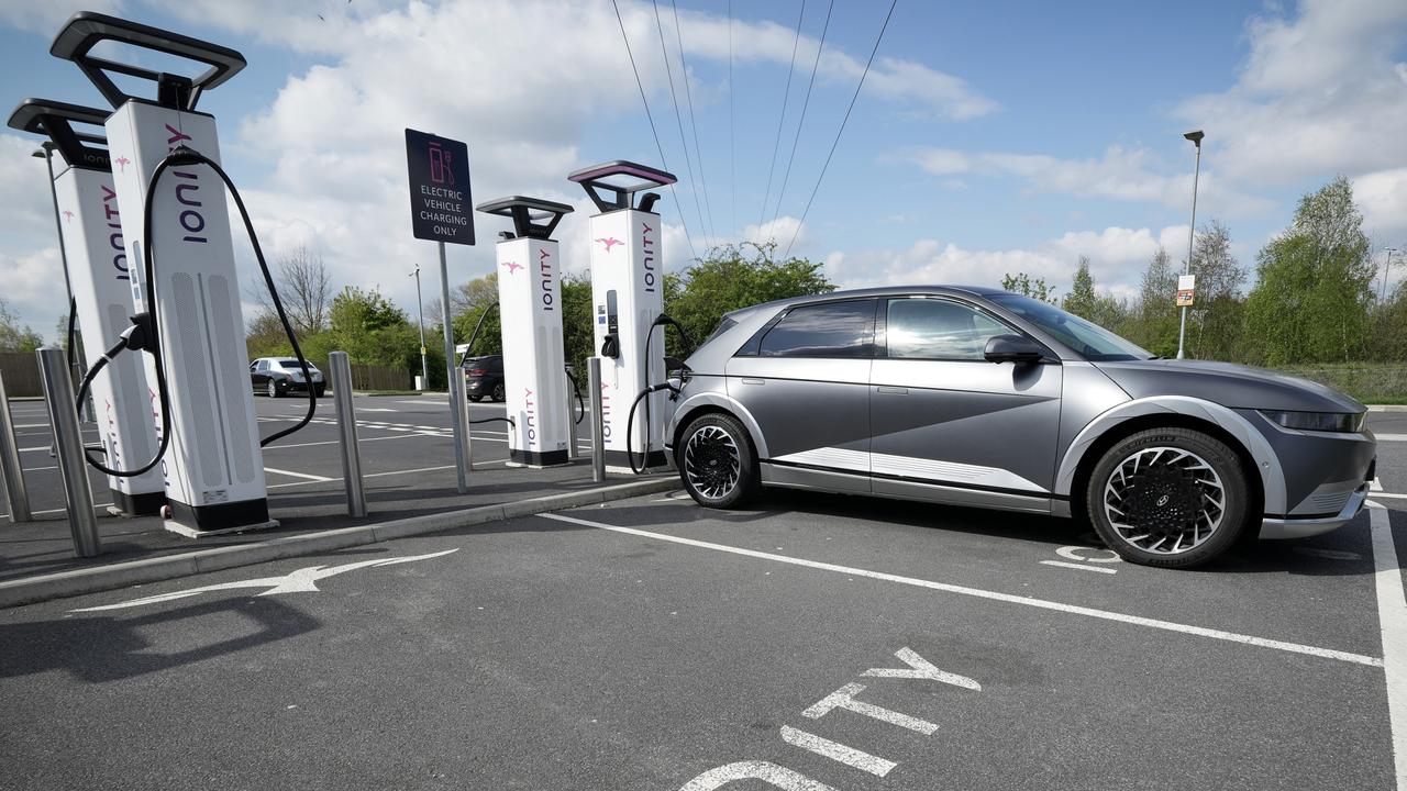 A Hyundai Ioniq battery electric vehicle being charged in Leeds, England. Picture: Christopher Furlong/Getty Images